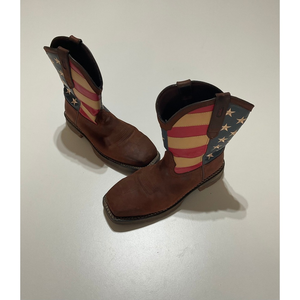 Durango Mens Rebel American Flag Steel Toe Work Boots Brown DB020 Size 11.5M